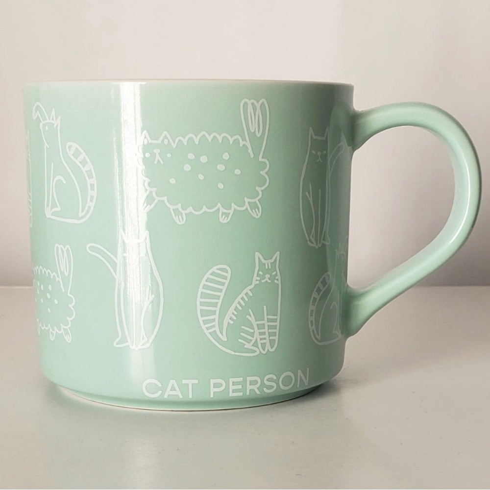 CAT PERSON Coffee Tea Mug Cup 16 Oz Stoneware Aquamarine by Parker Lane NEW